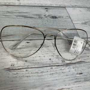 Nordstrom BP. 59mm Aviator Browbar Blue Light Filtering Glasses Gold NEW!